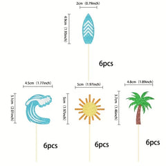 Pool Party 8PCs Hawaiian Cupcake Toppers