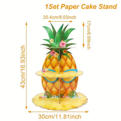 Pool Party Hawaiian Pineapple Cupcake Stand (3-Tiers)