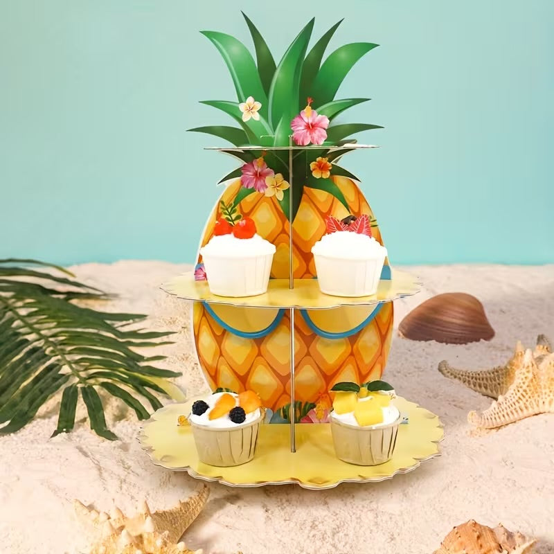 Pool Party Hawaiian Pineapple Cupcake Stand (3-Tiers)