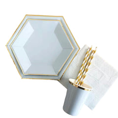 Basic 8Sets Hexagon Blue Tableware