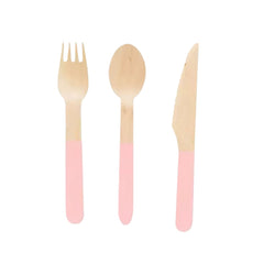 Fairy 8Sets Pink Wooden Cutlery