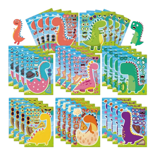 ملصقات ديناصورات - اصنعها بنفسك (8 أوراق)