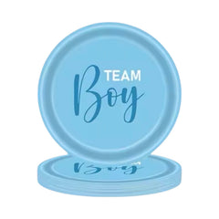 Gender Reveal 8Pcs Team Boy Plates 7inch