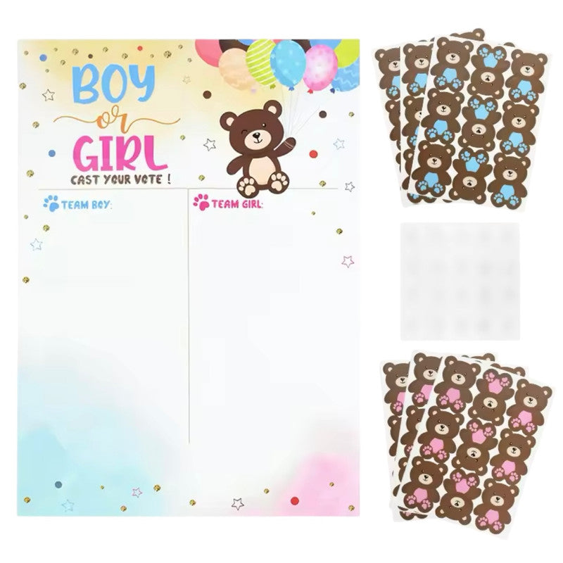 Gender Reveal - Voting Poster With male and female Bear stickers (68.5x54cm)