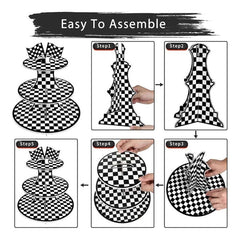 Racing Cars - Checkered Cupcake Stand (3-Tier)