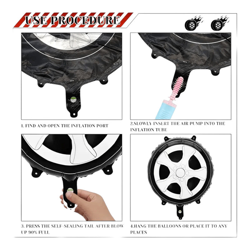 Racing Cars - wheel Balloon (12pcs)