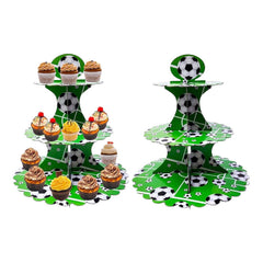 كرة القدم - حامل الكب كيك (3 طبقات)