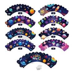 الفضاء - غلاف الكب كيك وزينة الكب كيك (8 مجموعات)