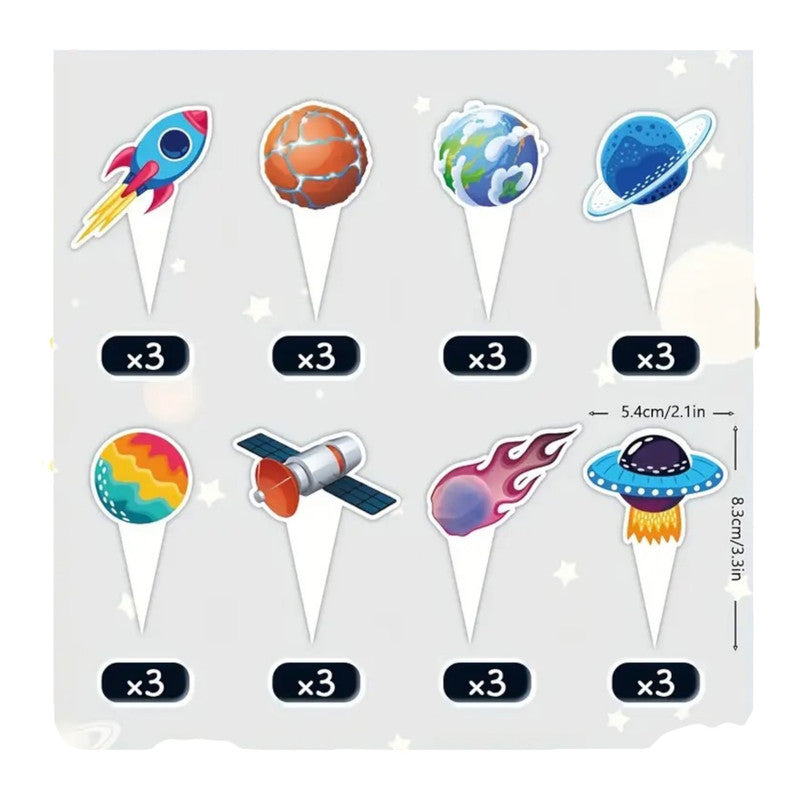 Space - cupcake wrapper and toppers (8sets)