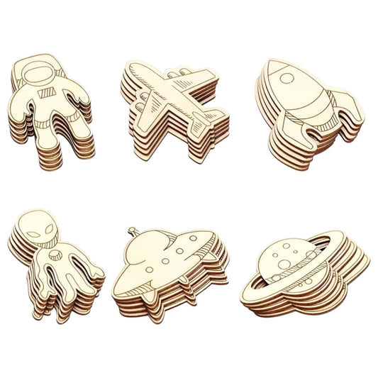 Space - Space Theme Wooden Craft for DIY Painting (8pcs)