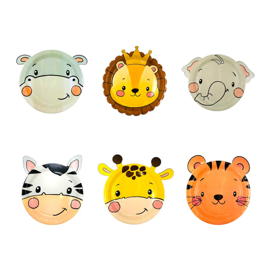 رحلات السفاري - أطباق على شكل حيوانات 9 بوصات (6 قطع)