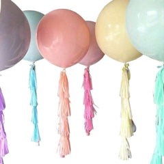 حفلة شاي - بالونات باستيل مع شرائط (5 مجموعات)