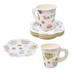 Tea Party 8Sets Cups and Plates 177ml