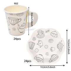 Tea Party 8Sets Cups and Plates 177ml