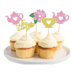 حفلة شاي - زينة الكب كيك (12 قطعة)