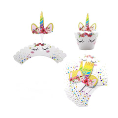 Unicorn - Cupcake Wrappers & Toppers (12sets)