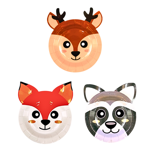 أصدقاء الغابة - أطباق على شكل حيوانات الغابة مقاس 7 بوصات (6 قطع)