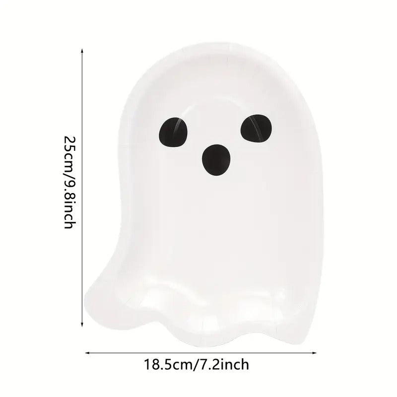 Halloween - 10Pcs Ghost Shaped Plates 9inch