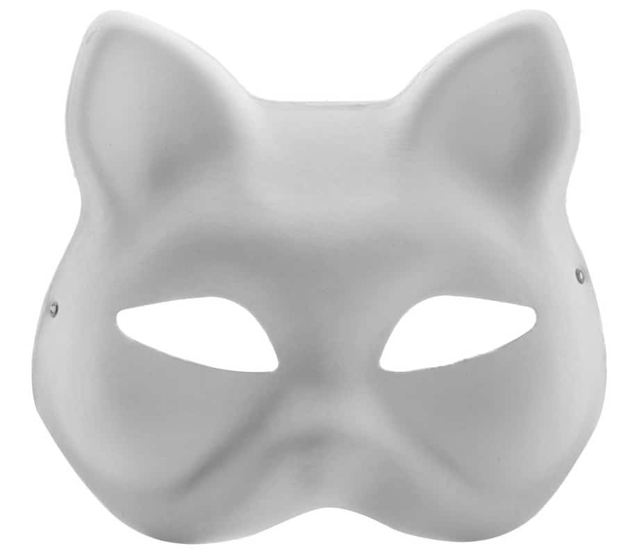 Halloween - DIY Paintable Paper Mask, Half Cat 16x18cm (1pc)