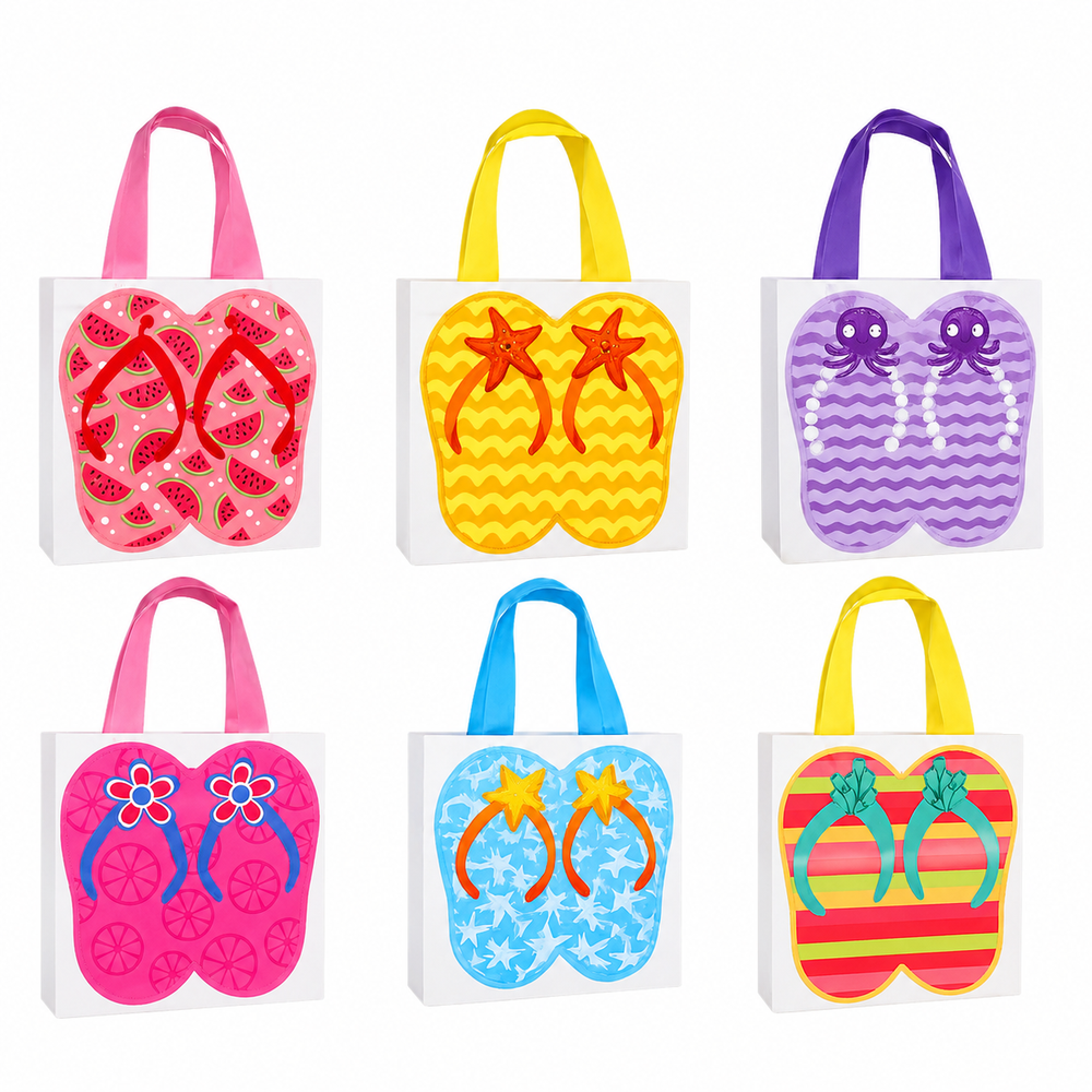 Pool Party 6PCs Totes with Slipper Print