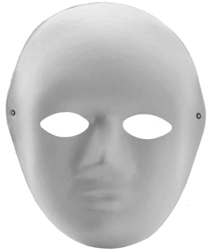 Halloween - DIY Paintable Paper Mask, Full Face Large (1pc)