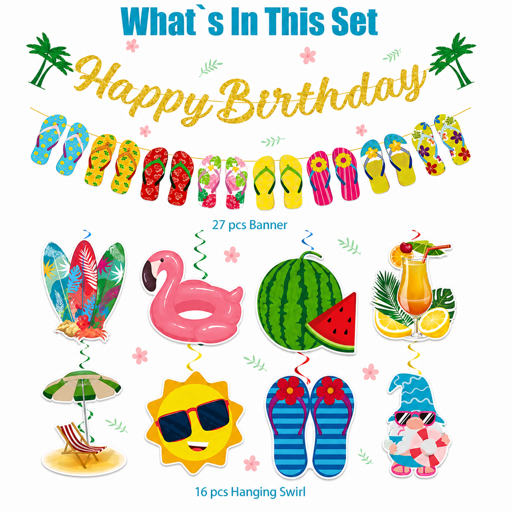 Pool Party Happy Birthday Banner