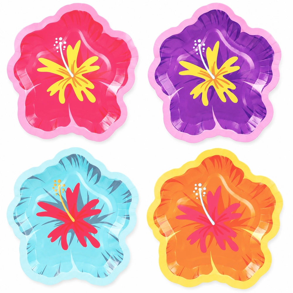 Pool Party 10PCs Hawaiian Floral Plates