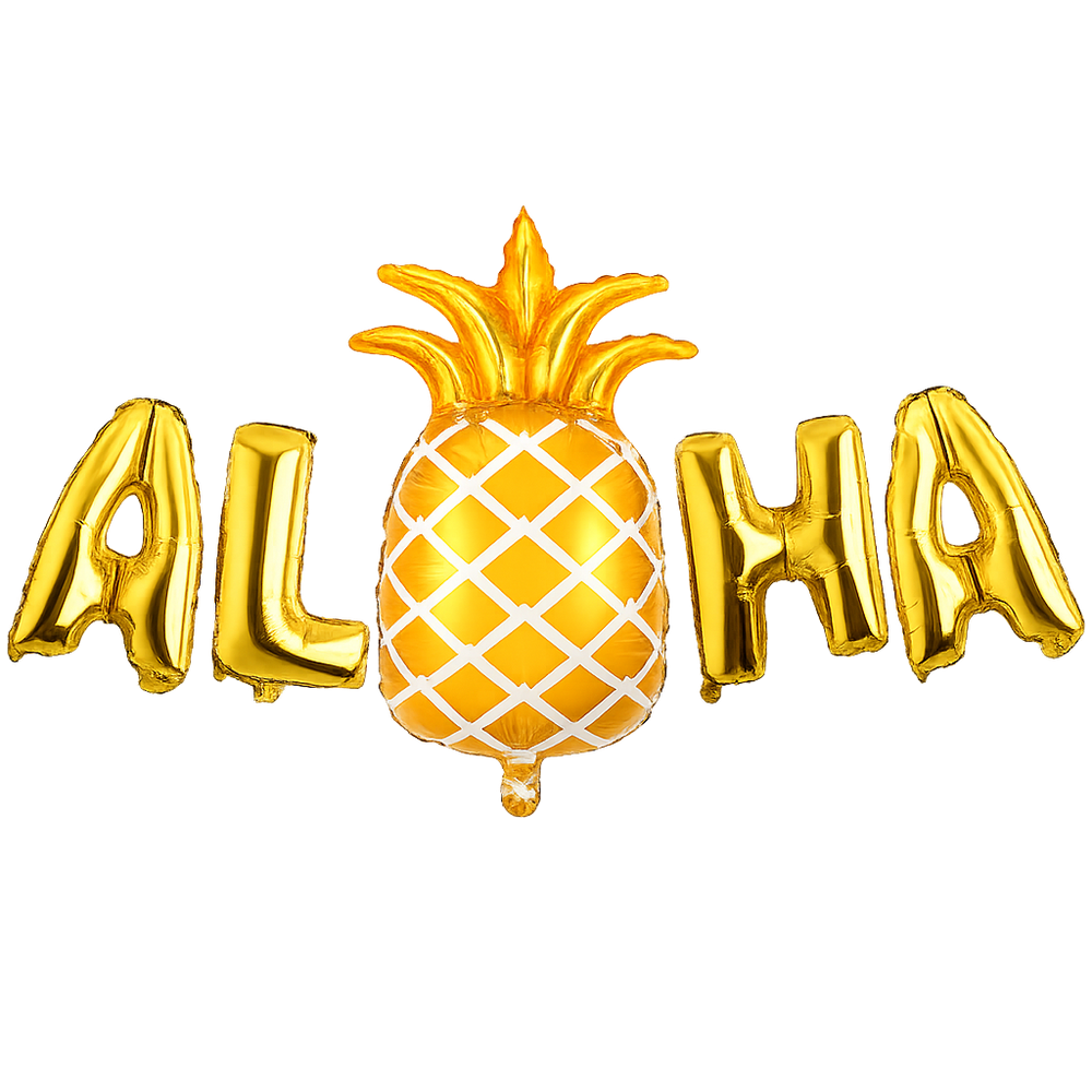 Pool Party Hawaiian Aloha Golden Shaped Balloons