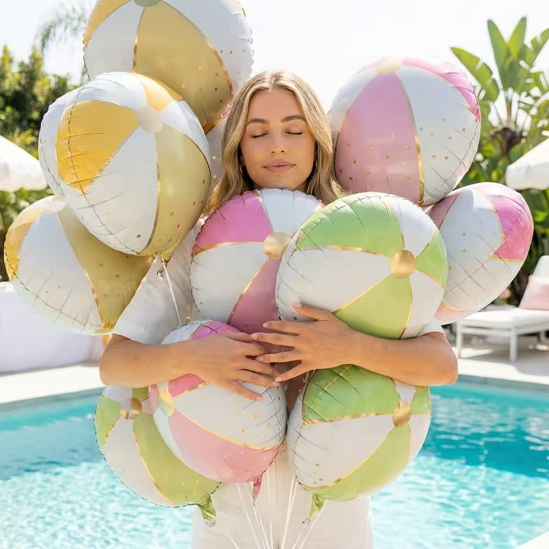 Pool Party 6PCs Striped Balloons