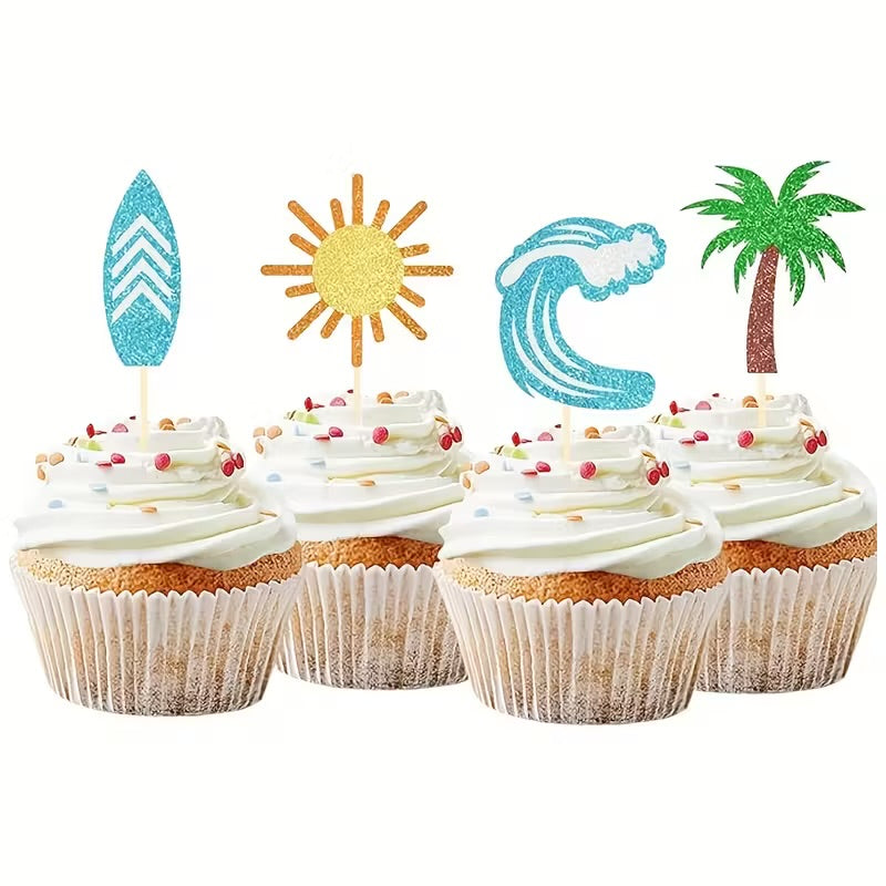 Pool Party 8PCs Hawaiian Cupcake Toppers