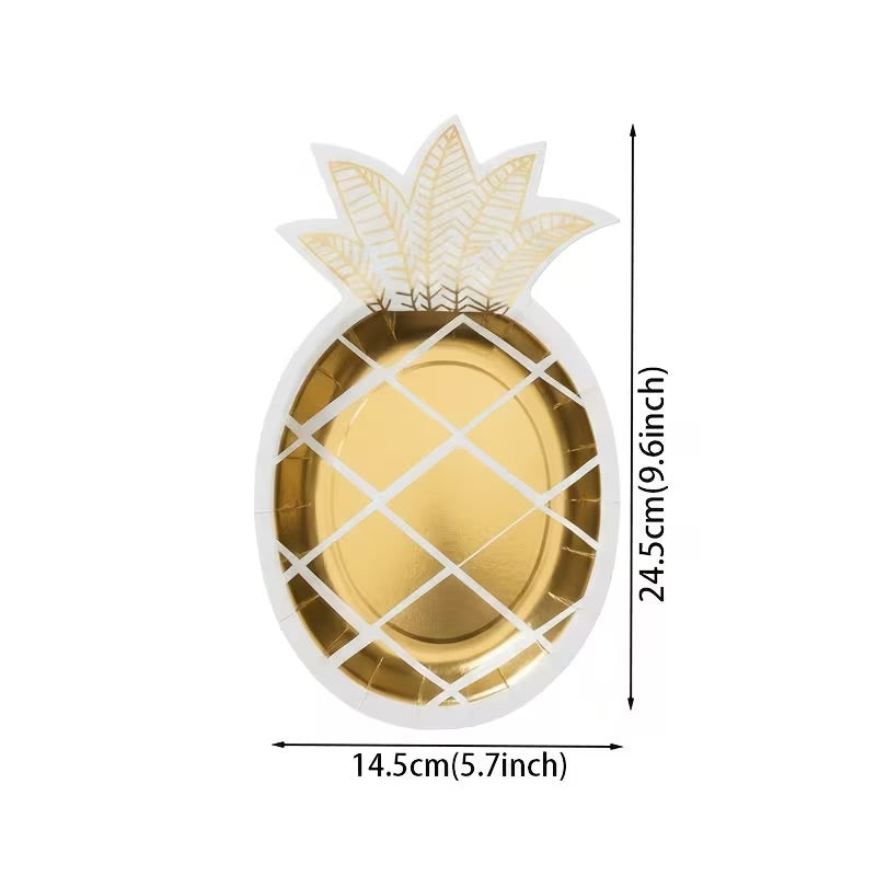 Pool Party 8PCs Hawaiian Golden Pineapple Plates