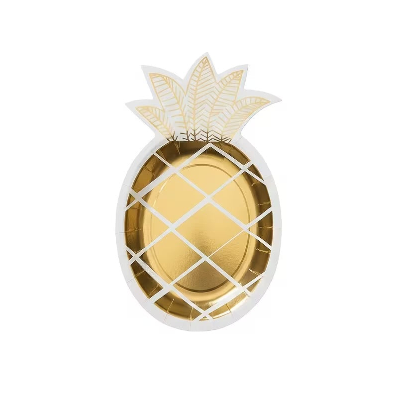 Pool Party 8PCs Hawaiian Golden Pineapple Plates