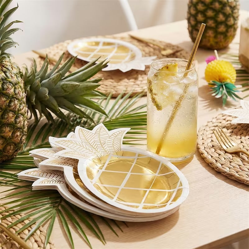 Pool Party 8PCs Hawaiian Golden Pineapple Plates