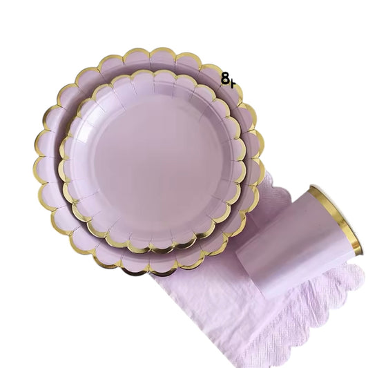 مجموعة أساسية - بنفسجي فاتح مع حواف ذهبية (40 قطعة)