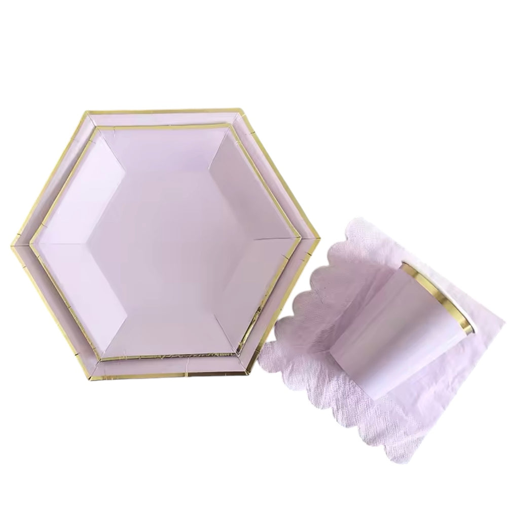 Basic 8Sets Hexagon Purple Tableware