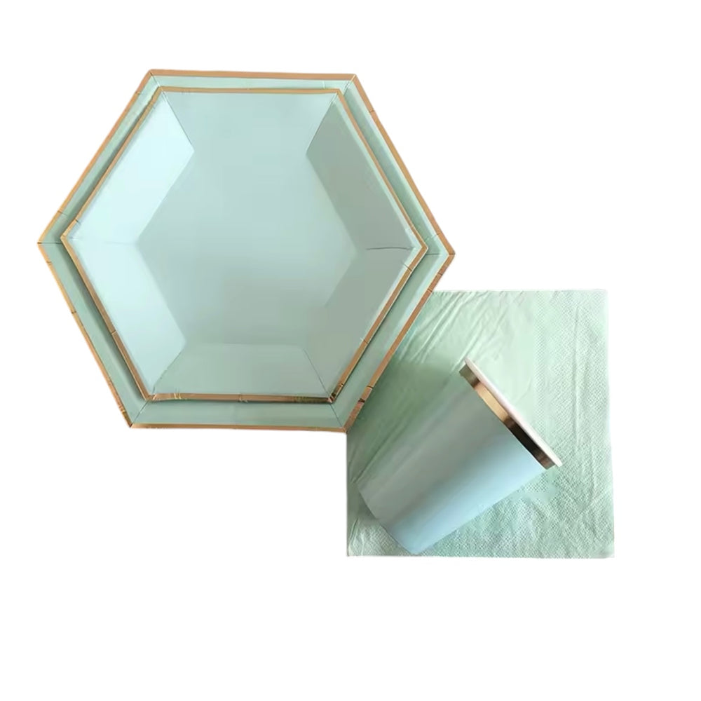 Basic 8Sets Hexagon Green Tableware