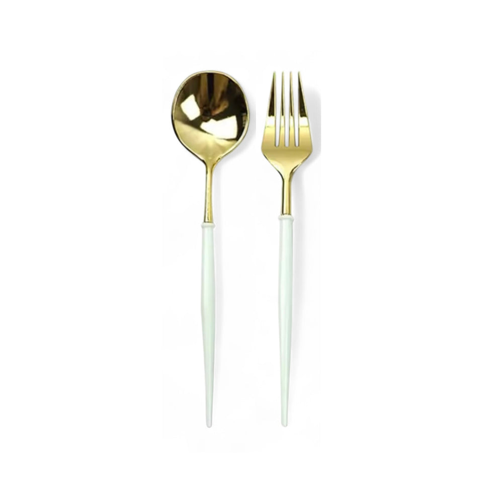Basic 8Sets Gold & Green Cutlery
