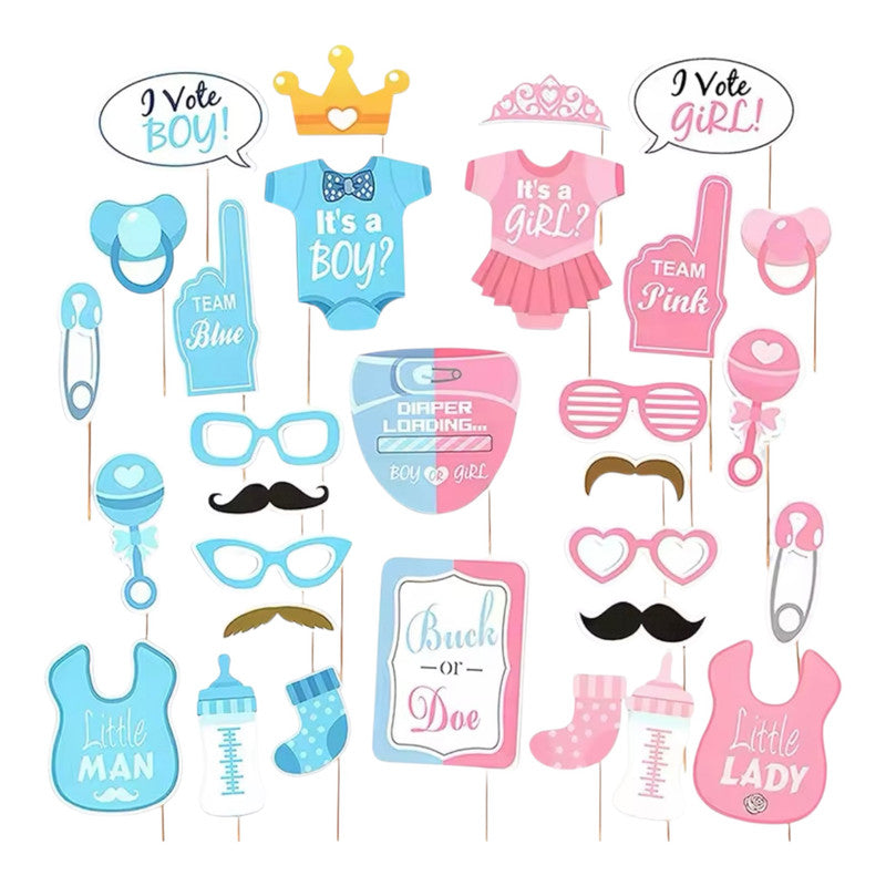 Gender Reveal - Photo Booth Props (30pcs)
