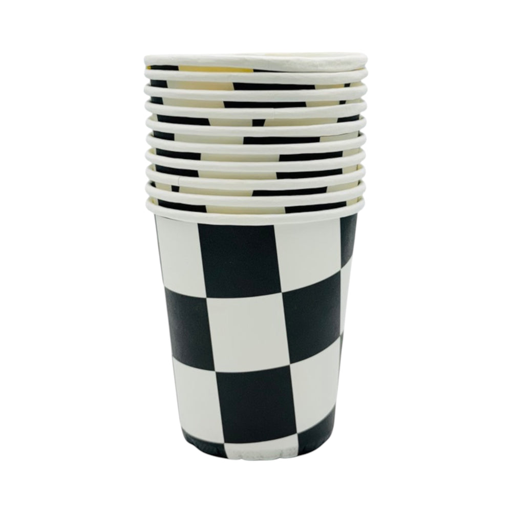 Racing Cars 10Pcs Checkered Cups 266ml