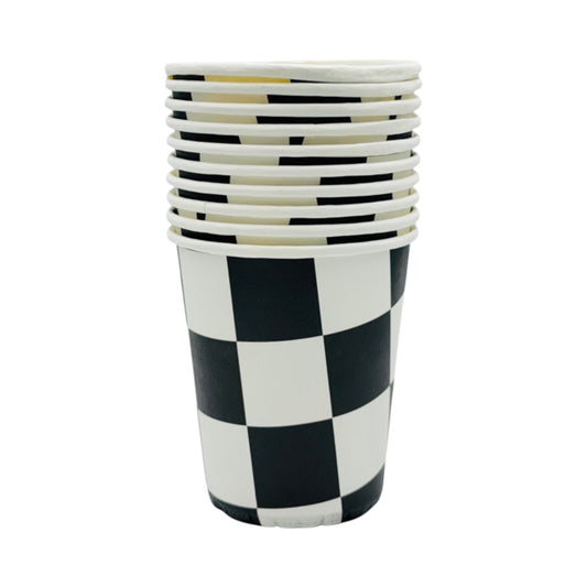 Racing Cars checkered cups 266 ml, 10 pcs
