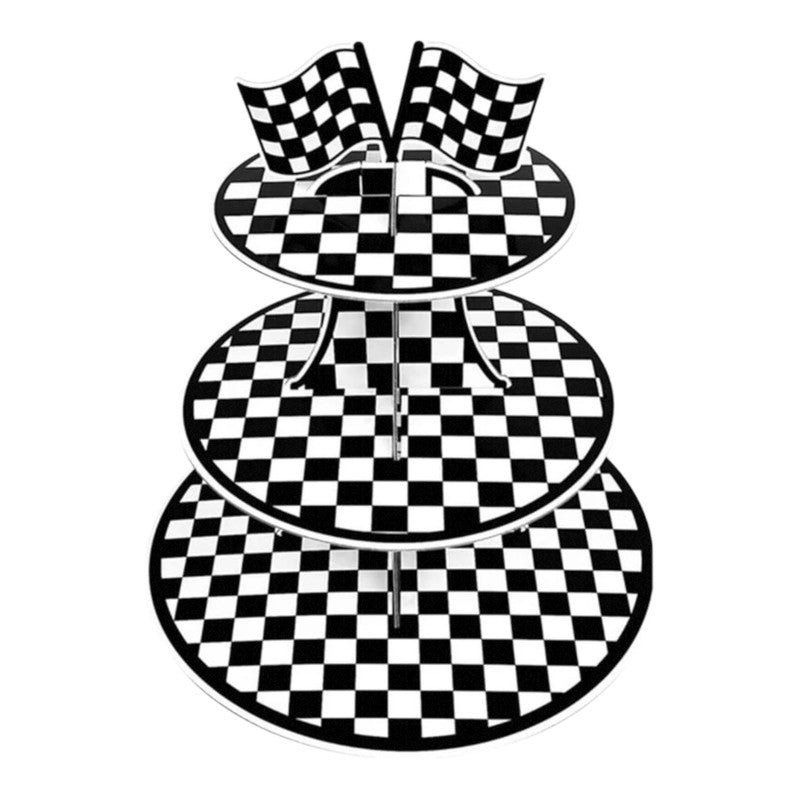 Racing Cars - Checkered Cupcake Stand (3-Tier)