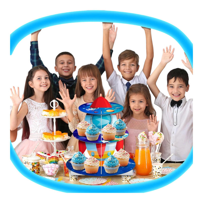 Space - Rocket Cupcake Stand (3-Tier)