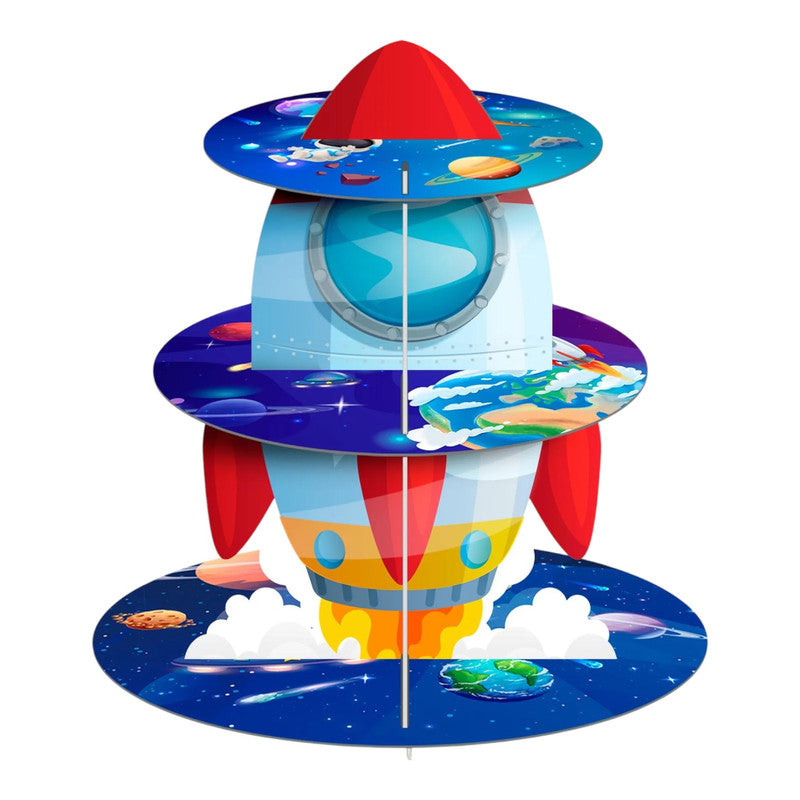 Space rocket 3-tier cupcake stand
