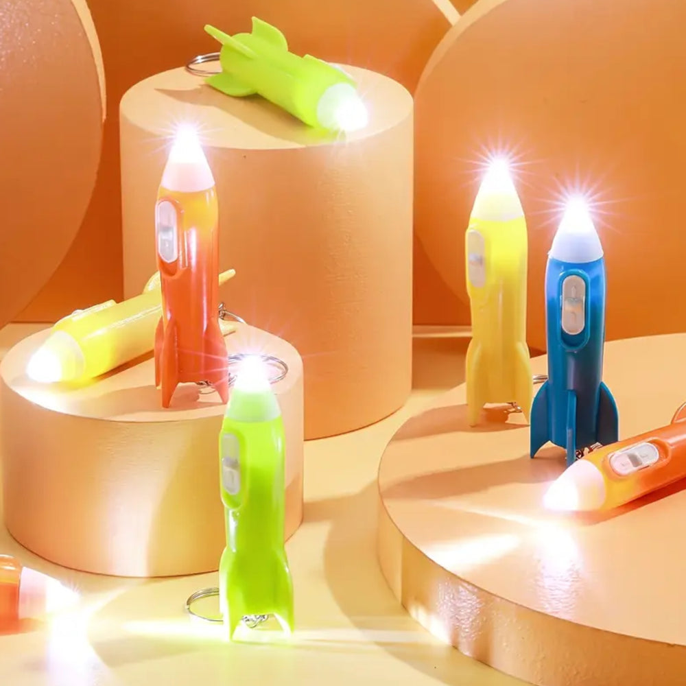 Space - Mini rocket flashlight keychains (8pcs)