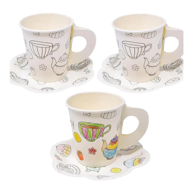 Tea Party 8Sets Cups and Plates 177ml