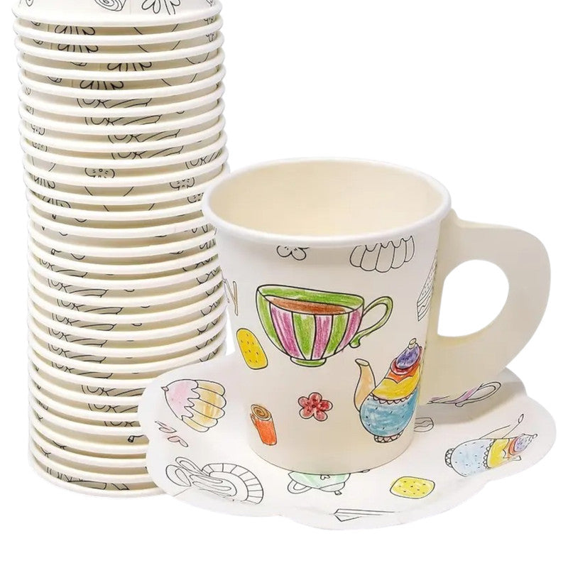 Tea Party 8Sets Cups and Plates 177ml