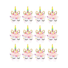 Unicorn cupcake wrappers and toppers, 12 sets