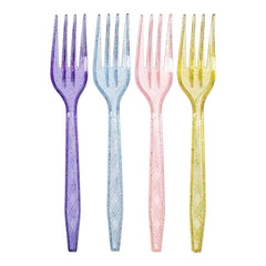 Unicorn glittery forks, 16 pcs