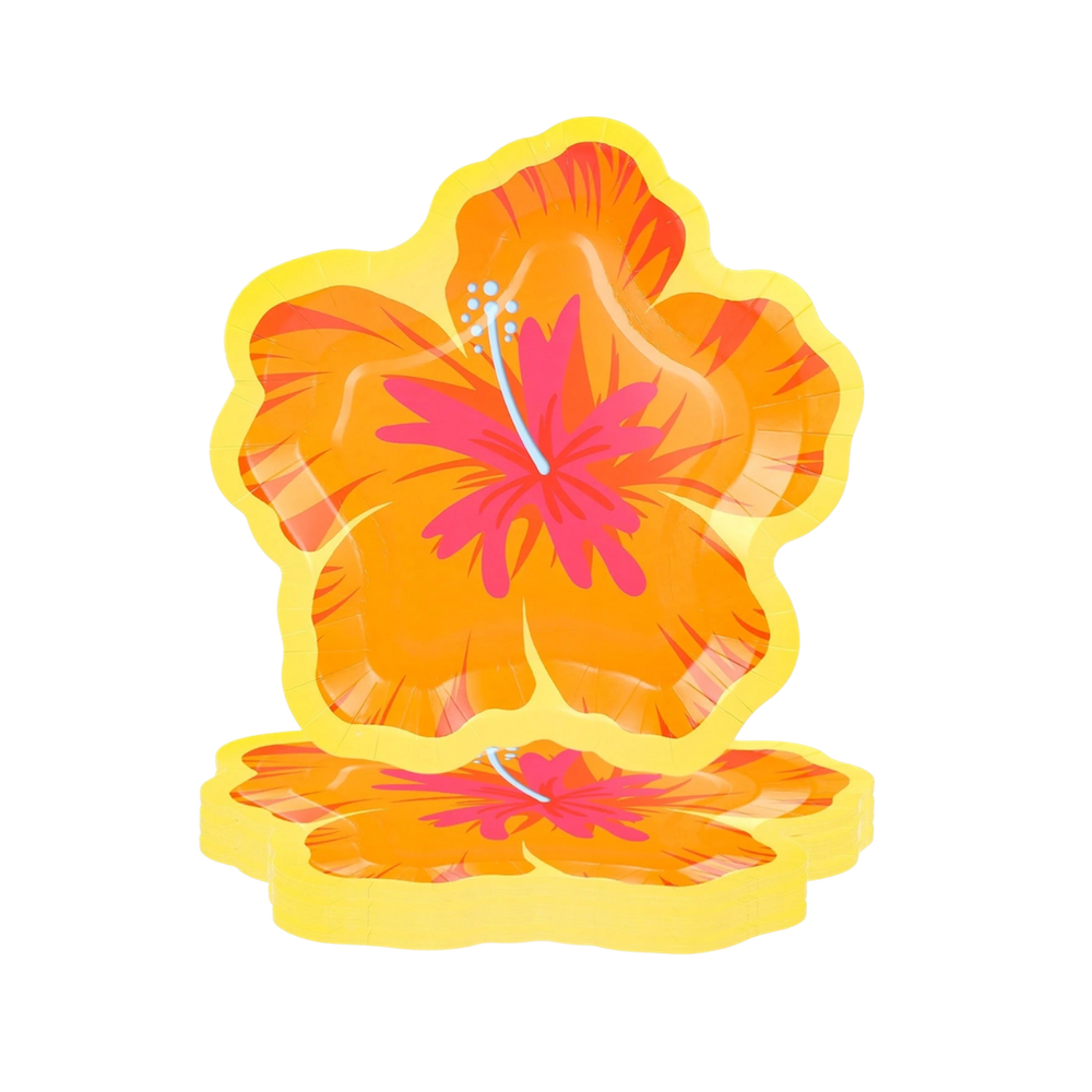 Pool Party 10PCs Hawaiian Floral Plates