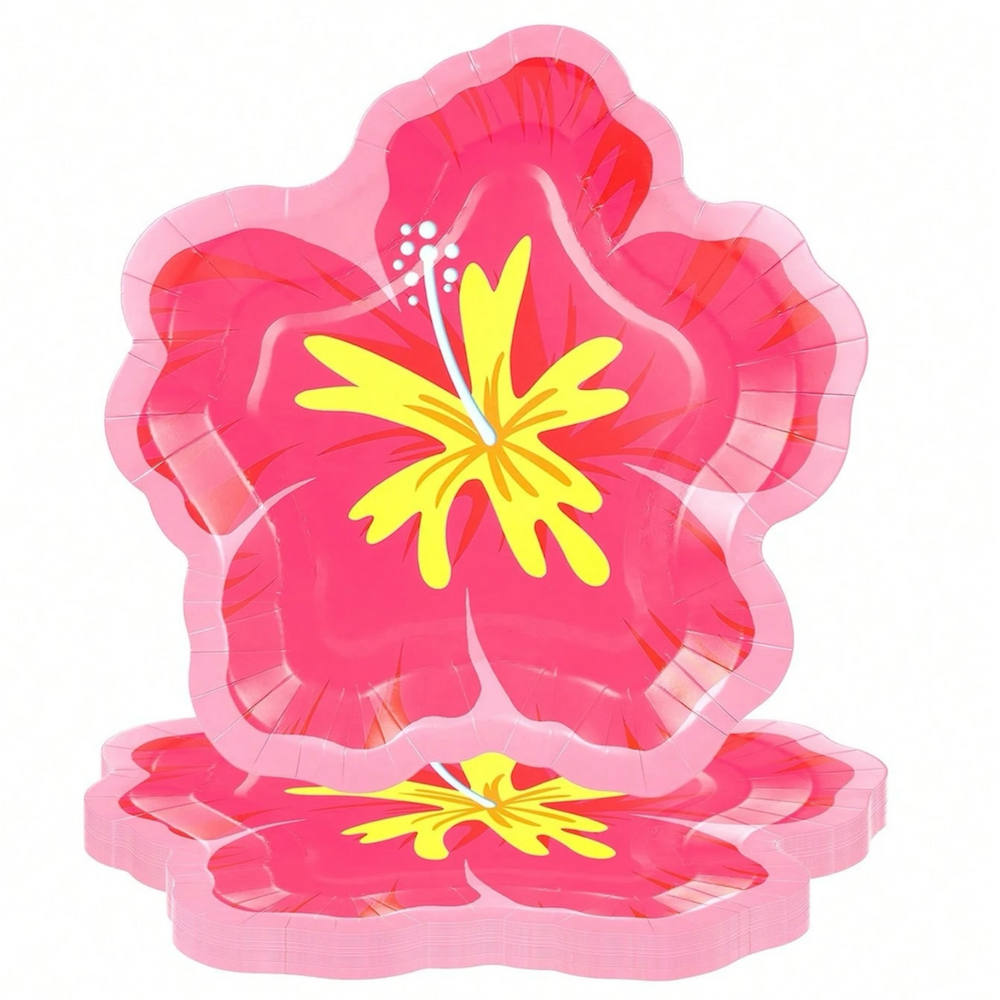 Pool Party 10PCs Hawaiian Floral Plates